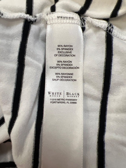 White House Black Market Women's White/Black Striped Short Sleeve Shirt - S image 4