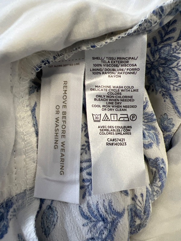 LOFT Women's Blue/White Floral Sleeveless Jumper - 4 Petite image 4