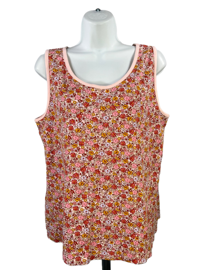 Lands End Women's Pink Floral Scoop Neck Sleeveless Tank Top - L