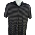 Nike Men's Black/Gray Striped Short Sleeve Athletic Golf Polo - M