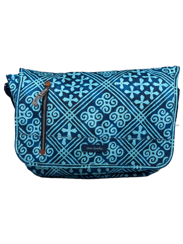 Vera Bradley Women's Blue Cuban Tiles Laptop Messenger Bag