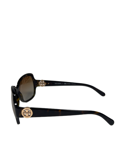 Tory Burch Women's Black Tortoise Frame Gold Logo Sunglasses W/ Case image 4