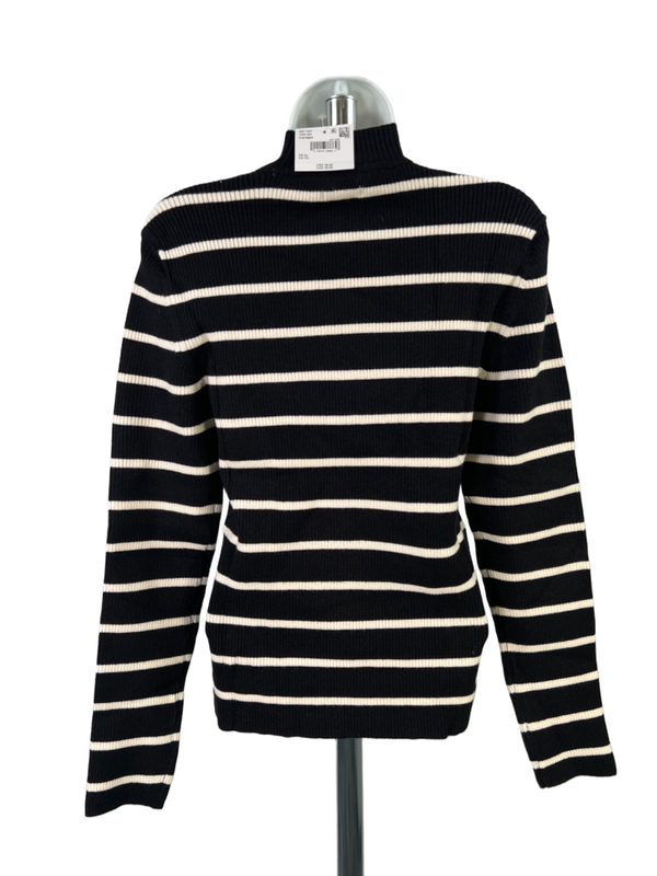 American Eagle Outfitters Women's Black/White Striped Long Sleeve Sweater - XL image 2