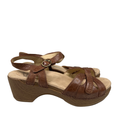 Dansko Women's Browm Leather Season Adjustable Slingback Wedge Sandals - 38/US 8