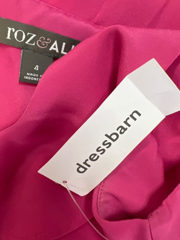 Dressbarn Women's Pink Roz & Ali Scoop Neck Layered Sleeveless Midi Dress - 4 image 3