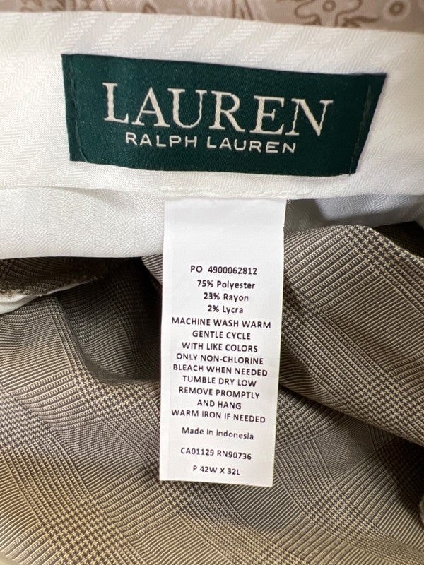 Lauren Ralph Lauren Men's Beige/Gray Plaid Neil Flat Front Dress Pants - 42x32 image 3
