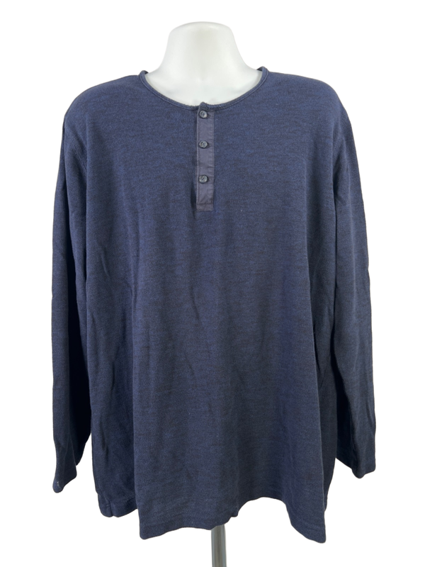 Nordstrom Men's Blue/Black Knit Quarter Button Long Sleeve Sweater - XXXL