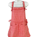 Free People Women's Red Chrissie Gingham Overall Strap Back Mini Skirtall - S