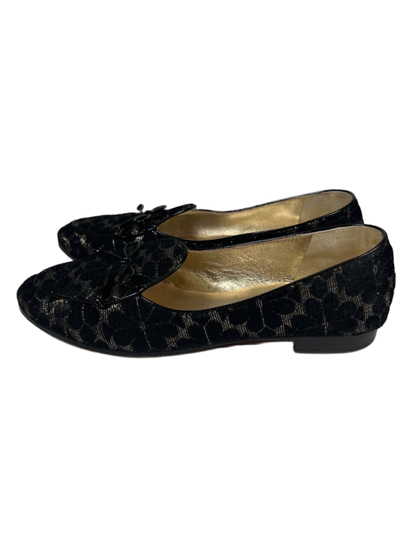 Kate Spade Women's Black/Gold Metallic Floral Slip On Devi Loafer Flats - 7.5 image 5