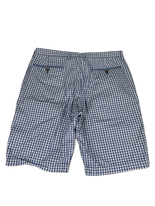 J Crew Men's Blue/White Gingham Flat Front Chino Shorts - 34 image 2