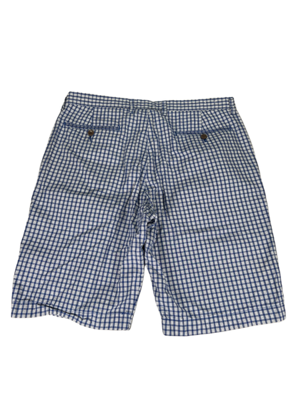 J Crew Men's Blue/White Gingham Flat Front Chino Shorts - 34 image 2