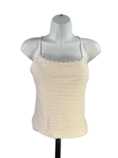 Abercrombie & Fitch Women's White Crochet Cami Strap Tie Back Sleeveless Top - M