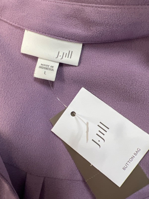 J Jill Women's Purple Button Up Back Pleated Hi-Low Long Sleeve Blouse -   L image 3