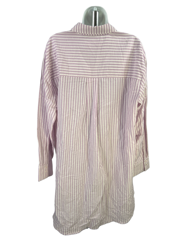 By Anthropologie Women's Purple Neutral Striped Longline Button Up Blouse - XL image 2