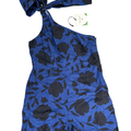Kate Spade X Target Women's Blue/Black Floral Linen Wide Leg Jumpsuit - 10
