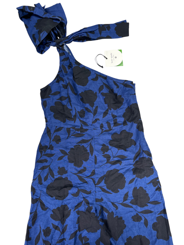 Kate Spade X Target Women's Blue/Black Floral Linen Wide Leg Jumpsuit - 10