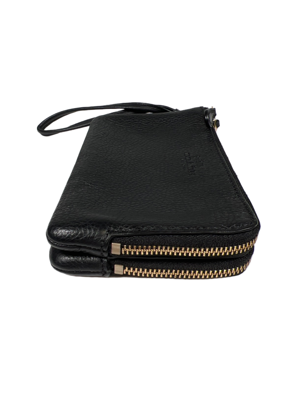 Coach Women's Black Leather Double Zip Wristlet Wallet image 4