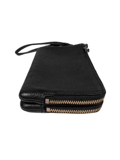 Coach Women's Black Leather Double Zip Wristlet Wallet image 4