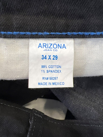 Arizona Jean Co Men's Black Relaxed Straight Fit Denim Jeans - 34x29 image 4