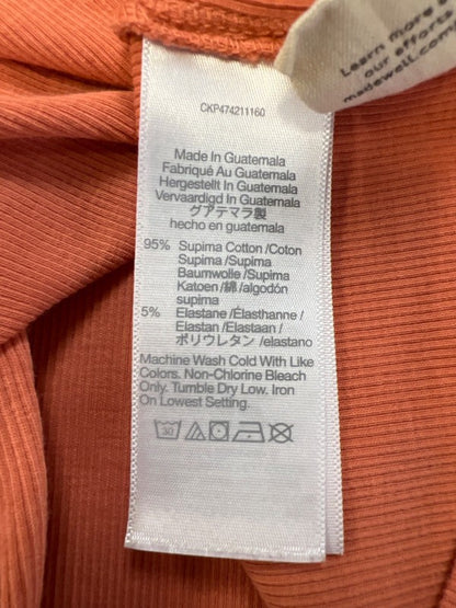 Madewell Women's Orange Ribbed Short Sleeve Crewneck Tee Shirt - L image 4