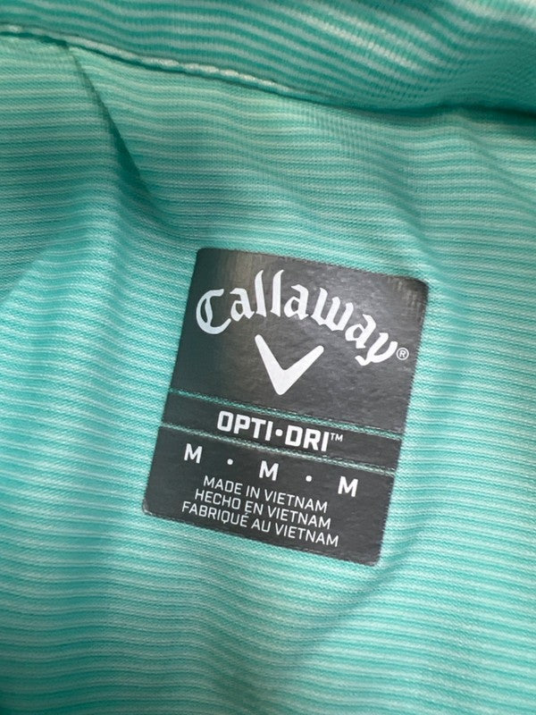 Callaway Men's Teal Blue Striped Opti-Dri Short Sleeve Golf Polo - M image 3