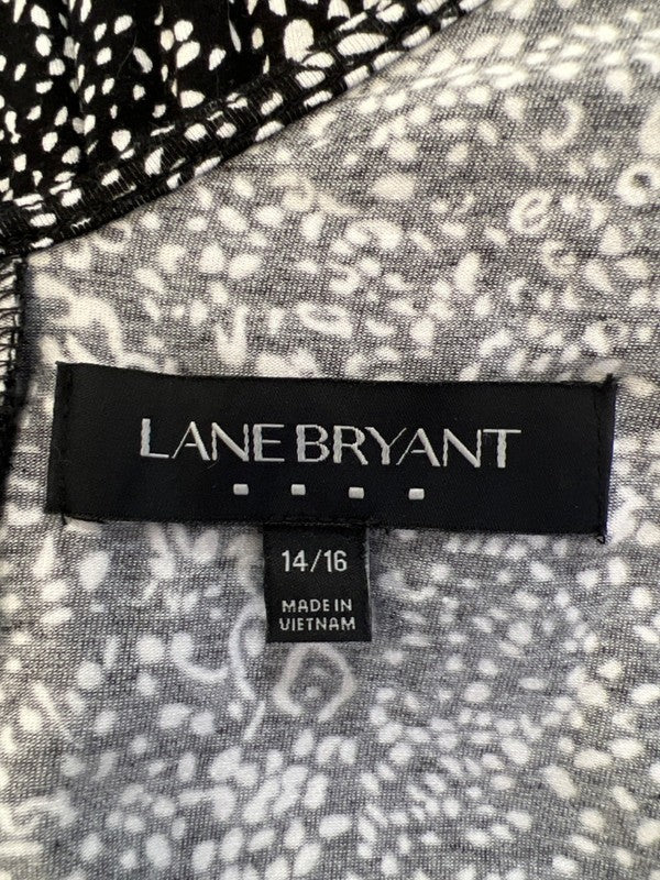 Lane Bryant Women's Black/White V Neck Tie Waist Sleeveless Midi Dress - 14/16 image 3