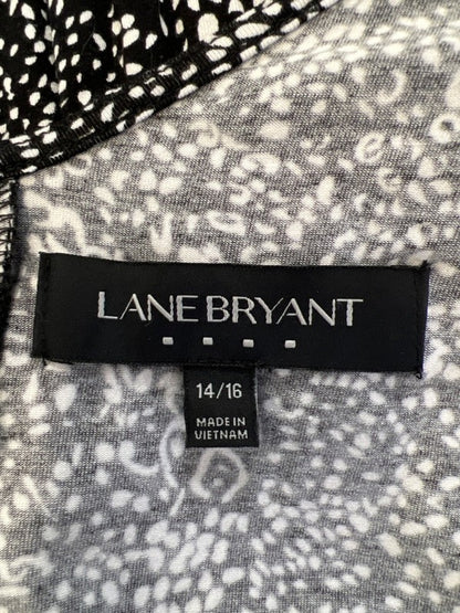 Lane Bryant Women's Black/White V Neck Tie Waist Sleeveless Midi Dress - 14/16 image 3