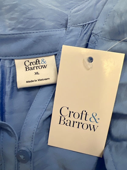 Croft and Barrow Women's Blue Short Sleeve V-Neck Blouse - XL image 3