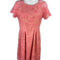 Vince Camuto Women's Pink/Beige Lace Lined A-Line Dress - 2