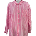 J.Jill Women's Pink Striped Lightweight Long Sleeve Button Up Shirt - XL