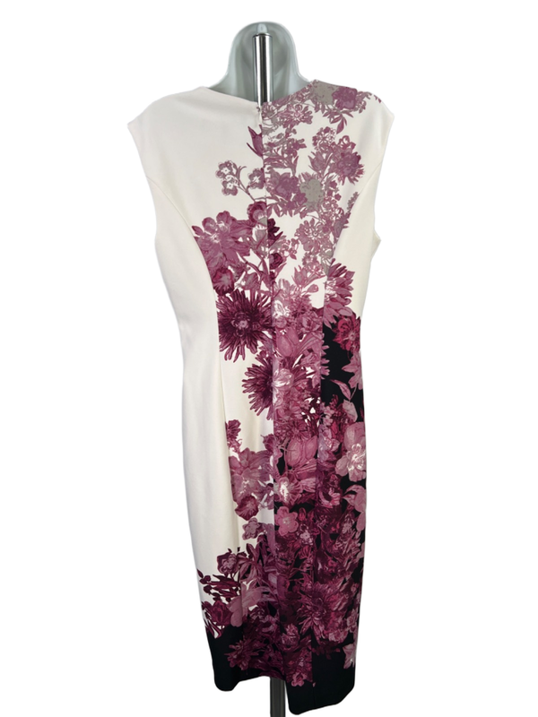 White House Black Market Women's White/Purple Floral Sleeveless Midi Dress - 12 image 2