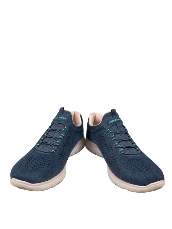 Skechers Women's Blue Summits Fun Flair Mesh Bungee Lace Slip On Shoes - 8 Wide image 6