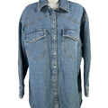 Levi's Women's medium Wash Dylan Oversized Western Snap Button Denim Jacket - L