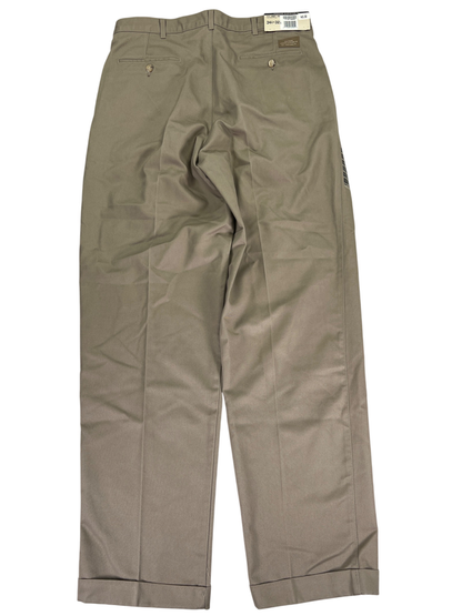 Haggar Men's Beige Pleated Cuffed Dress Pants - 34x32 image 2