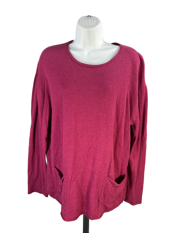 J.Jill Women's Purple/Pink Long Sleeve Pocket Front Sweater - L