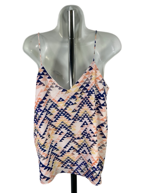 Banana Republic Women's Blue Multicolor Lined V-Neck Tank Top - M image 2