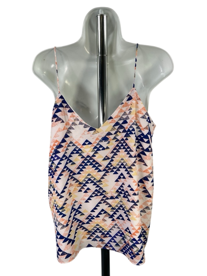 Banana Republic Women's Blue Multicolor Lined V-Neck Tank Top - M image 2