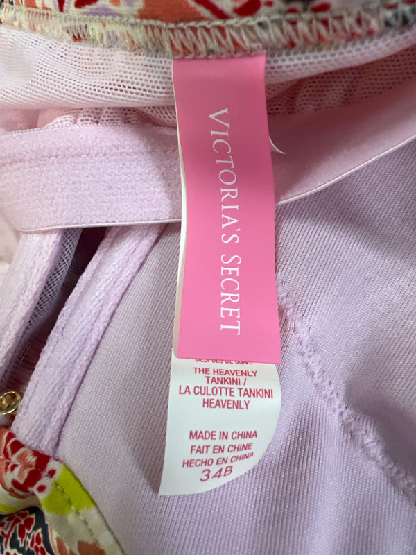 Victoria's Secret Women's Pink Paisley Underwire Tankini Swim Top - 34B image 3
