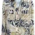 Michael Kors Women’s Beige/Blue Long Sleeve Semi Sheer Button Up Blouse - 2