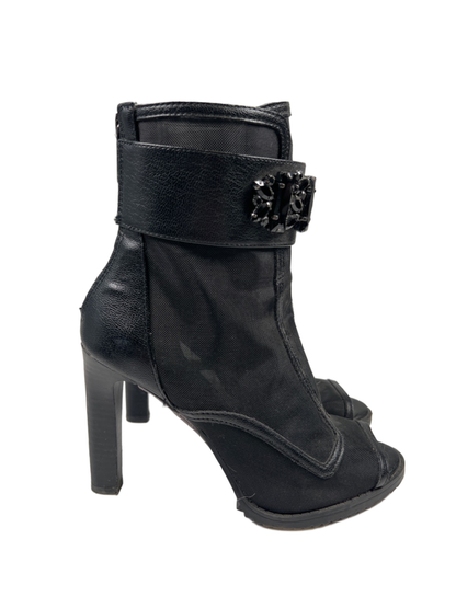 Karl Lagerfeld Women's Black Paris Blayze Peep Toe Mesh Bootie High Heels - 6.5