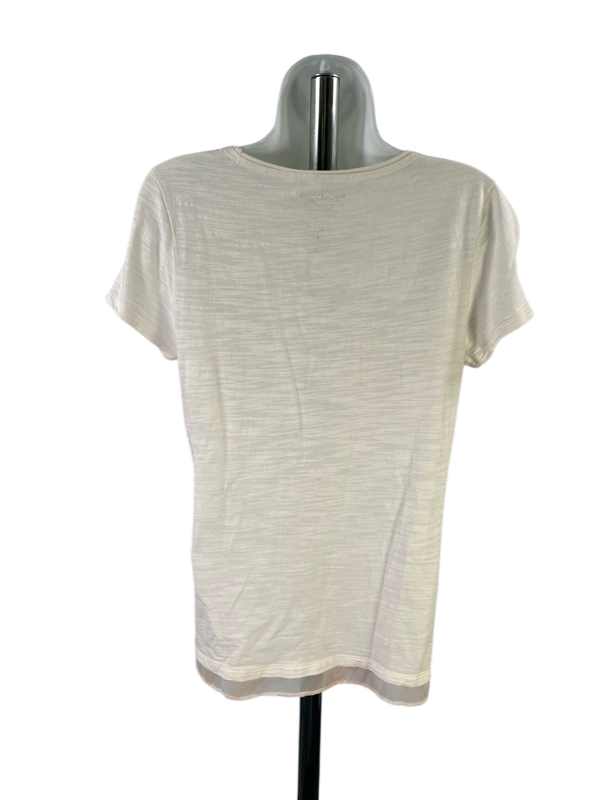 By Chico's Women's White Crochet Heart Short Sleeve T-Shirt - 0/US S image 2