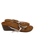 Vionic Women's White/Brown Park Orchid Toe-Post Adjustable Wedge Sandals - 8.5