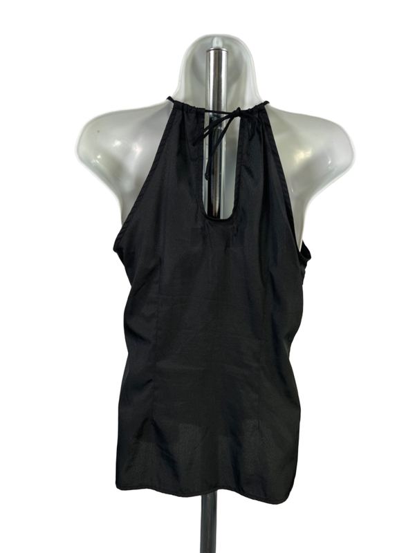 Banana Republic Women's Black Ruffle Front Tie Neck Sleeveless Blouse - S image 2