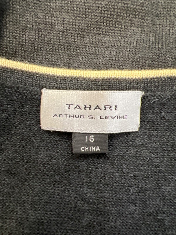 Tahari Women's Gray/Yellow Striped Hem Sleeveless Sweater Vest - 16 image 3
