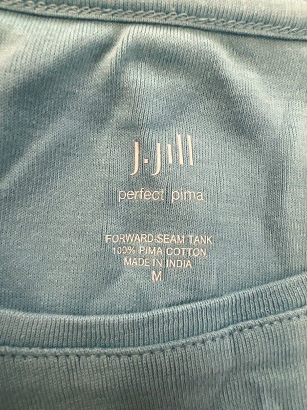J Jill Women's Blue Cotton Forward Seam Sleeveless Tank Top - M image 3