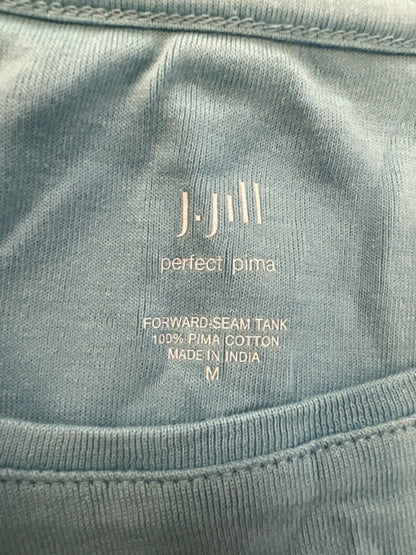 J Jill Women's Blue Cotton Forward Seam Sleeveless Tank Top - M image 3