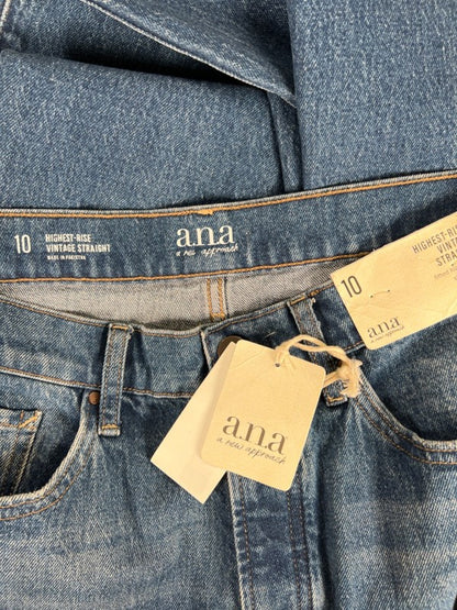 A.N.A Women's Medium Wash Straight Highest Rise Button Fly Denim Jeans - 10 image 3