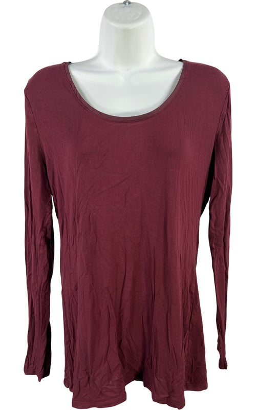 White House Black Market Women’s Burgundy Long Sleeve Shirt - M