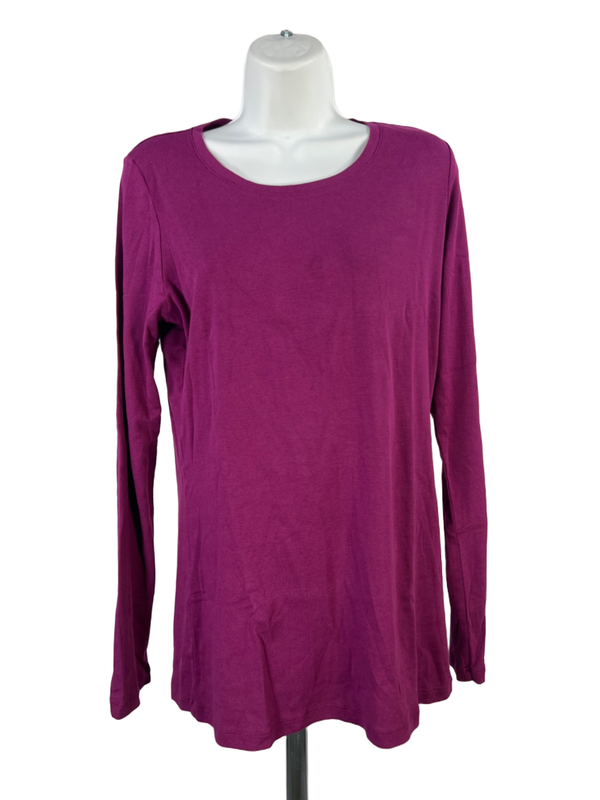 Caslon Women's Dark Purple Cotton Long Sleeve Shirt - XL