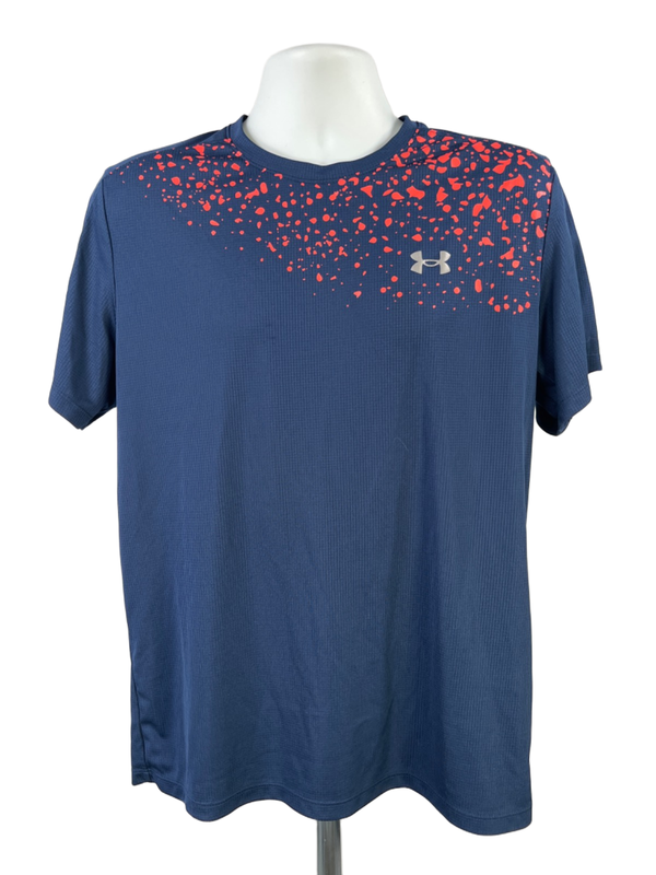 Under Armour Men's Blue/Orange Fitted Athletic Short Sleeve Shirt - L
